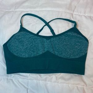 Amazon sports bra. super supportive and thick material, no pads.